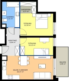 3 pokoje, mieszkanie 60,71 m², piętro 1, oferta nr 064/7, Aleje Praskie VII, Warszawa, Praga Południe, Kamionek, ul. Podskarbińska/ Iławska