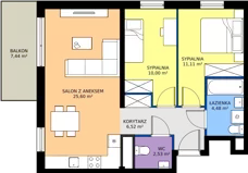 3 pokoje, mieszkanie 60,24 m², piętro 1, oferta nr 013/7, Aleje Praskie VII, Warszawa, Praga Południe, Kamionek, ul. Podskarbińska/ Iławska