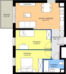 3 pokoje, mieszkanie 57,19 m², piętro 1, oferta nr 009/7, Aleje Praskie VII, Warszawa, Praga Południe, Kamionek, ul. Podskarbińska/ Iławska