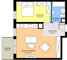 2 pokoje, mieszkanie 45,53 m², piętro 2, oferta nr 022/7, Aleje Praskie VII, Warszawa, Praga Południe, Kamionek, ul. Podskarbińska/ Iławska
