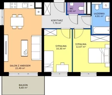 3 pokoje, mieszkanie 60,08 m², piętro 3, oferta nr D.176, Centralna Vita etap III, Kraków, Czyżyny, ul. Ciesielskiego