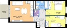 3 pokoje, mieszkanie 57,68 m², piętro 1, oferta nr D.043, Centralna Vita etap III, Kraków, Czyżyny, ul. Ciesielskiego