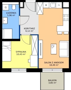 2 pokoje, mieszkanie 41,00 m², piętro 1, oferta nr D.060, Centralna Vita etap III, Kraków, Czyżyny, ul. Ciesielskiego