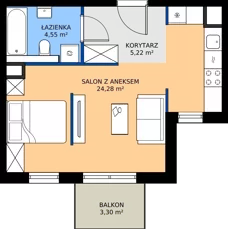 1 pokój, mieszkanie 34,05 m², piętro 1, oferta nr D.167, Centralna Vita etap III, Kraków, Czyżyny, ul. Ciesielskiego