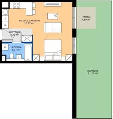 1 pokój, mieszkanie 32,60 m², piętro 1, oferta nr D.005, Centralna Vita etap III, Kraków, Czyżyny, ul. Ciesielskiego