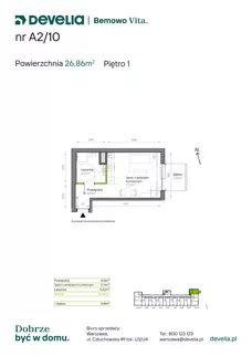 1 pokój, mieszkanie 26,86 m², piętro 1, oferta nr A2/10, Bemowo Vita etap IV, Warszawa, Bemowo, Chrzanów, ul. Szeligowska 57	