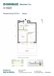 2 pokoje, mieszkanie 35,18 m², parter, oferta nr A2/02, Bemowo Vita etap IV, Warszawa, Bemowo, Chrzanów, ul. Szeligowska 57	