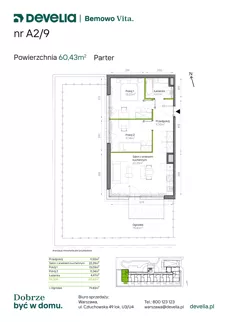 3 pokoje, mieszkanie 60,43 m², parter, oferta nr A2/09, Bemowo Vita etap IV, Warszawa, Bemowo, Chrzanów, ul. Szeligowska 57	