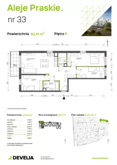 4 pokoje, mieszkanie 82,41 m², piętro 5, oferta nr 033/9, Aleje Praskie IX, Warszawa, Praga Południe, Kamionek, ul. Podskarbińska
