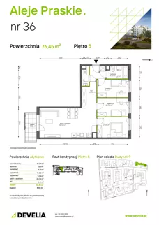 4 pokoje, mieszkanie 76,45 m², piętro 5, oferta nr 036/9, Aleje Praskie IX, Warszawa, Praga Południe, Kamionek, ul. Podskarbińska