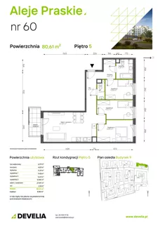 4 pokoje, mieszkanie 80,61 m², piętro 5, oferta nr 060/9, Aleje Praskie IX, Warszawa, Praga Południe, Kamionek, ul. Podskarbińska