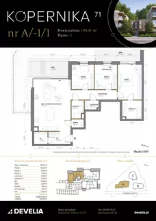 4 pokoje, mieszkanie 100,41 m², przyziemie, oferta nr A/-1/1, Kopernika 71, Gdynia, Redłowo, ul. Mikołaja Kopernika