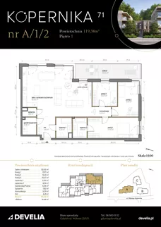 4 pokoje, mieszkanie 119,38 m², piętro 1, oferta nr A/1/2, Kopernika 71, Gdynia, Redłowo, ul. Mikołaja Kopernika