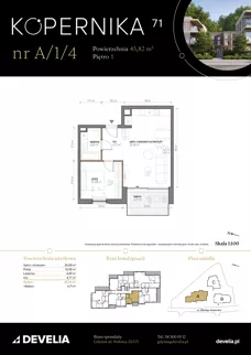 2 pokoje, mieszkanie 45,82 m², piętro 1, oferta nr A/1/4, Kopernika 71, Gdynia, Redłowo, ul. Mikołaja Kopernika