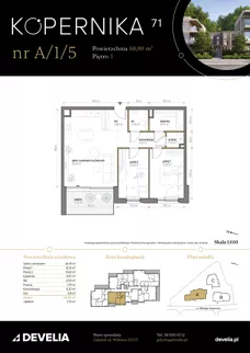 3 pokoje, mieszkanie 68,00 m², piętro 1, oferta nr A/1/5, Kopernika 71, Gdynia, Redłowo, ul. Mikołaja Kopernika