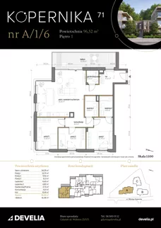 4 pokoje, mieszkanie 96,52 m², piętro 1, oferta nr A/1/6, Kopernika 71, Gdynia, Redłowo, ul. Mikołaja Kopernika