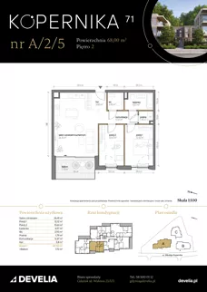 3 pokoje, mieszkanie 68,00 m², piętro 2, oferta nr A/2/5, Kopernika 71, Gdynia, Redłowo, ul. Mikołaja Kopernika