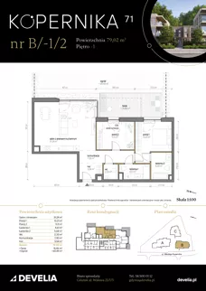 3 pokoje, mieszkanie 79,17 m², parter, oferta nr B/0/3, Kopernika 71, Gdynia, Redłowo, ul. Mikołaja Kopernika