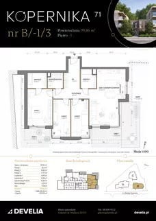 4 pokoje, mieszkanie 99,86 m², parter, oferta nr B/0/4, Kopernika 71, Gdynia, Redłowo, ul. Mikołaja Kopernika