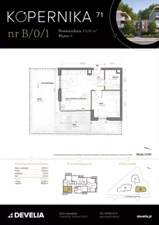 2 pokoje, mieszkanie 43,04 m², parter, oferta nr B/0/1, Kopernika 71, Gdynia, Redłowo, ul. Mikołaja Kopernika