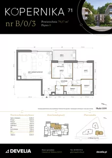 3 pokoje, mieszkanie 79,17 m², parter, oferta nr B/0/3, Kopernika 71, Gdynia, Redłowo, ul. Mikołaja Kopernika
