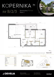 3 pokoje, mieszkanie 79,75 m², piętro 2, oferta nr B/2/3, Kopernika 71, Gdynia, Redłowo, ul. Mikołaja Kopernika