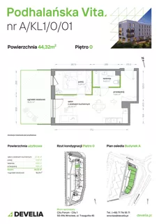 2 pokoje, mieszkanie 44,32 m², parter, oferta nr A/KL1/0/01, Podhalańska Vita, Wrocław, Żerniki, Złotniki, ul. Podhalańska