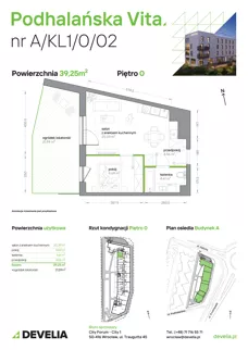 2 pokoje, mieszkanie 39,25 m², parter, oferta nr A/KL1/0/02, Podhalańska Vita, Wrocław, Żerniki, Złotniki, ul. Podhalańska