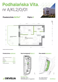 2 pokoje, mieszkanie 34,91 m², parter, oferta nr A/KL2/0/01, Podhalańska Vita, Wrocław, Żerniki, Złotniki, ul. Podhalańska