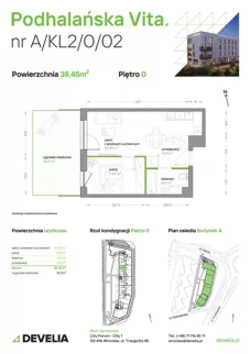 2 pokoje, mieszkanie 38,45 m², parter, oferta nr A/KL2/0/02, Podhalańska Vita, Wrocław, Żerniki, Złotniki, ul. Podhalańska