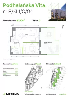 2 pokoje, mieszkanie 40,80 m², parter, oferta nr B/KL1/0/04, Podhalańska Vita II etap, Wrocław, Żerniki, Złotniki, ul. Podhalańska