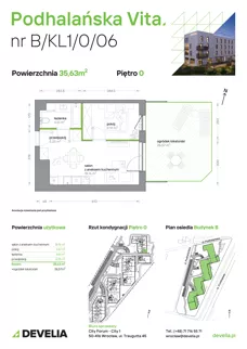 2 pokoje, mieszkanie 35,63 m², parter, oferta nr B/KL1/0/06, Podhalańska Vita II etap, Wrocław, Żerniki, Złotniki, ul. Podhalańska