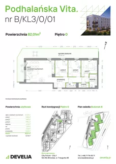 4 pokoje, mieszkanie 82,01 m², parter, oferta nr B/KL3/0/01, Podhalańska Vita II etap, Wrocław, Żerniki, Złotniki, ul. Podhalańska