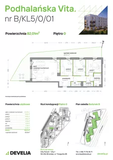 4 pokoje, mieszkanie 82,01 m², piętro 1, oferta nr B/KL3/1/01, Podhalańska Vita II etap, Wrocław, Żerniki, Złotniki, ul. Podhalańska