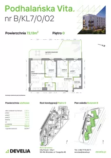 4 pokoje, mieszkanie 73,13 m², parter, oferta nr B/KL7/0/02, Podhalańska Vita II etap, Wrocław, Żerniki, Złotniki, ul. Podhalańska