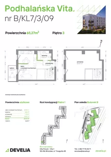 2 pokoje, mieszkanie 65,27 m², piętro 3, oferta nr B/KL7/3/09, Podhalańska Vita II etap, Wrocław, Żerniki, Złotniki, ul. Podhalańska