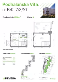 2 pokoje, mieszkanie 67,30 m², piętro 3, oferta nr B/KL7/3/10, Podhalańska Vita II etap, Wrocław, Żerniki, Złotniki, ul. Podhalańska