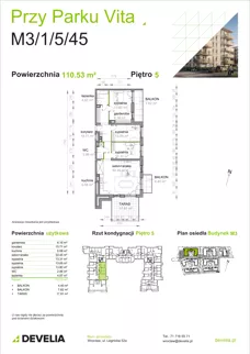 4 pokoje, mieszkanie 110,58 m², piętro 5, oferta nr M3/1/5/45, Przy Parku Vita III etap, Wrocław, Tarnogaj, Krzyki, ul. Międzyleska