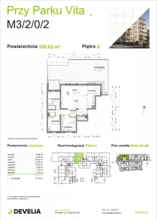 4 pokoje, mieszkanie 100,62 m², parter, oferta nr M3/2/0/2, Przy Parku Vita III etap, Wrocław, Tarnogaj, Krzyki, ul. Międzyleska