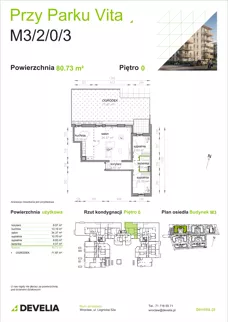 3 pokoje, mieszkanie 80,73 m², parter, oferta nr M3/2/0/3, Przy Parku Vita III etap, Wrocław, Tarnogaj, Krzyki, ul. Międzyleska