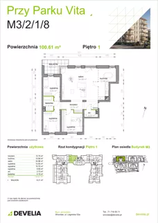 4 pokoje, mieszkanie 100,61 m², piętro 1, oferta nr M3/2/1/8, Przy Parku Vita III etap, Wrocław, Tarnogaj, Krzyki, ul. Międzyleska