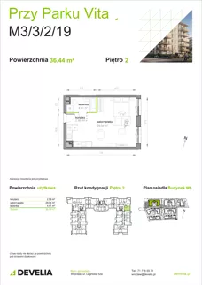 1 pokój, mieszkanie 36,44 m², piętro 2, oferta nr M3/3/2/19, Przy Parku Vita III etap, Wrocław, Tarnogaj, Krzyki, ul. Międzyleska