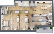 4 pokoje, mieszkanie 121,58 m², piętro 1, oferta nr B.8, Apartamenty Kapitanat bud. B, Gdańsk, Śródmieście, ul. Stępkarska / Wiosny Ludów