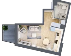 1 pokój, mieszkanie 30,61 m², piętro 3, oferta nr B.33, Apartamenty Kapitanat bud. B, Gdańsk, Śródmieście, ul. Stępkarska / Wiosny Ludów