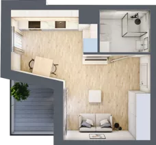 1 pokój, mieszkanie 26,14 m², piętro 3, oferta nr B.34, Apartamenty Kapitanat bud. B, Gdańsk, Śródmieście, ul. Stępkarska / Wiosny Ludów