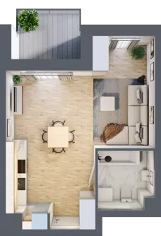 1 pokój, mieszkanie 34,08 m², piętro 1, oferta nr A.12, Apartamenty Kapitanat bud. A, Gdańsk, Śródmieście, ul. Stępkarska / Wiosny Ludów