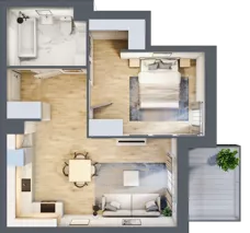 2 pokoje, mieszkanie 46,39 m², piętro 1, oferta nr A.5, Apartamenty Kapitanat bud. A, Gdańsk, Śródmieście, ul. Stępkarska / Wiosny Ludów