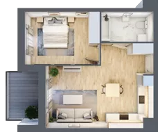 2 pokoje, mieszkanie 44,92 m², piętro 1, oferta nr A.8, Apartamenty Kapitanat bud. A, Gdańsk, Śródmieście, ul. Stępkarska / Wiosny Ludów