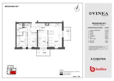 4 pokoje, mieszkanie 69,29 m², piętro 1, oferta nr A07, Apartamenty Vinea, Toruń, Jakubskie Przedmieście, ul. Winnica 25-27