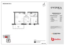 3 pokoje, mieszkanie 50,67 m², piętro 1, oferta nr B22, Apartamenty Vinea, Toruń, Jakubskie Przedmieście, ul. Winnica 25-27